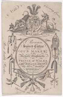 Trade Card of the Gunmaker Samuel Brunn (active 1795-1820), 1797-1803.