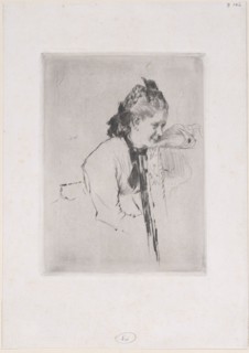 Femme de métier (étude de jeune fille appuyée sur une chaise), 1889?.
