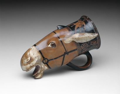 Rhyton (Drinking Vessel) in the Shape of a Donkey Head, 480-470 BCE.