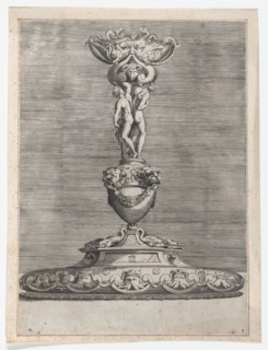 Candlestick with Two Ignudi on Top of a Vase with Lion Heads, 1552.