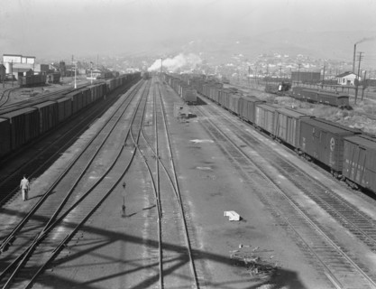 Railroad, outskirts of fast growing town. Klamath Falls, Oregon.