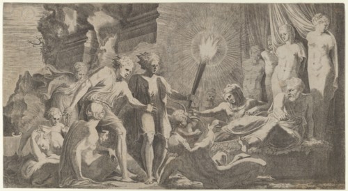 Hercules surprising Fanus who mistook him for Omphale, 1540-56.