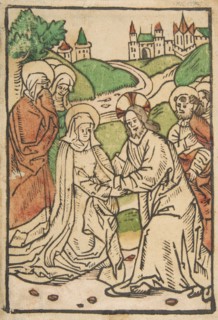 Christ Taking Leave of His Mother (Schr. 639), 15th century.