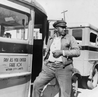 Daytona Beach, Florida. Negro buses waiting for passengers.