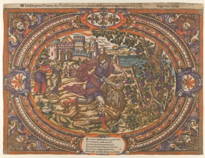 Samson and the Lion, from the Story of Samson, ca. 1560-80.