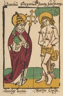 St. Gregory and St. Sebastian (Schr. 1493x), 15th century.