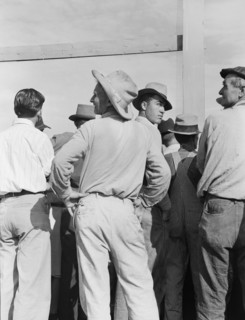 Watching ball game. Shafter migrant camp. California.