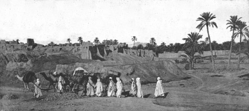 ''A Caravan approaching an old Fort in Biskra', 1890.