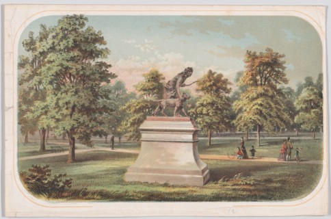 Central Park, Statue of the Indian Hunter, 1869.