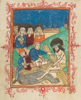 Preparation for the Crucifixion, 15th century.