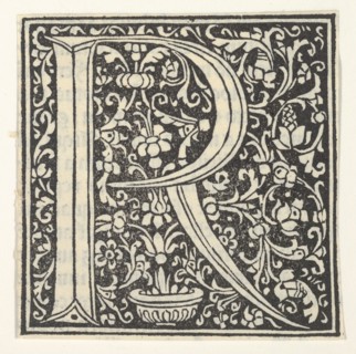 Initial letter R with floral pattern, 1496.