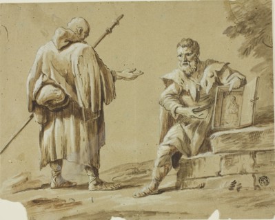 Two Pilgrims with Portable Shrine, n.d.