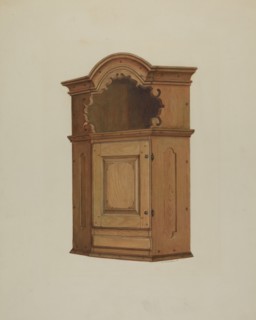 Pa. German Wall Corner Cupboard, 1938.