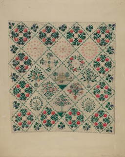 Embroidered Applique Quilt, 1935/1942.