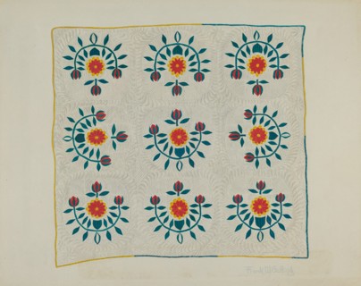 Cotton Quilt - Tulip Design, c. 1938.