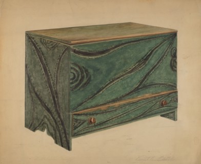 Painted Wooden Chest, c. 1939.