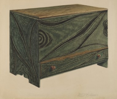 Painted Wooden Chest, c. 1938.