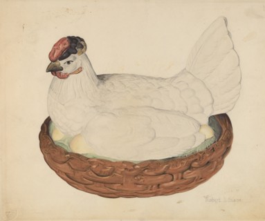 Hen on Nest, c. 1938.