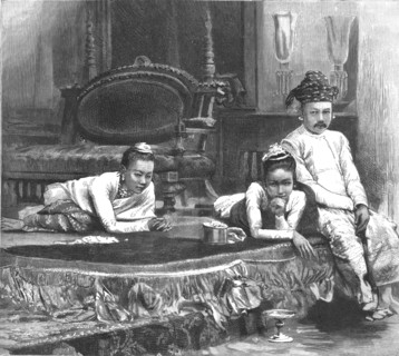 'The Expedition to Upper Burma--King Theebaw and his two Queens in the Palace at Mandalay', 1886.  Creator: Unknown.