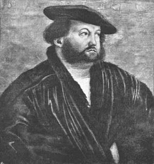 ''Pictures from the Tudor Exhibition; Hans Holbein, painted by himself', c.1535. 1890. Creator: Unknown.
