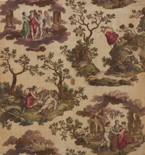 Psyche et L'Armour (The Story of Cupid and Psyche) (Furnishing Fabric), Nantes, c. 1790. Creator: Gorgerat Frères et Cie.
