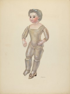 Doll with Bisque Head, c. 1937. Creator: Dorothy Harris.