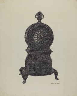 Cast Iron Heater Stove, c. 1940. Creator: Dolores Haupt.