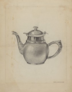 Silver Teapot, 1935/1942. Creator: Walter W. Jennings.