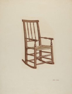Raw Hide Bottom Rocker, c. 1940. Creator: Dorothy Johnson.