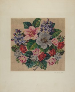 Gros Point Needlework - Flowers, c. 1939. Creators: Ivar Julius, Albert Rudin.