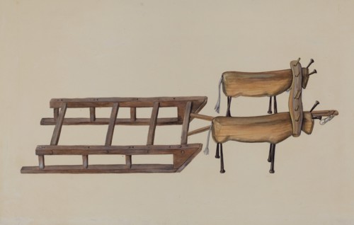Toy Sledge and Oxen, 1935/1942. Creator: William Kerby.