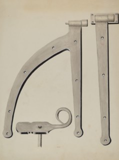 Shutter Hinge and Fastener, c. 1936. Creator: James M. Lawson.