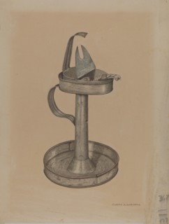 Betty Lamp and Stand, c. 1940. Creator: Claude Marshall.