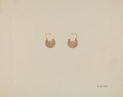 Earrings, c. 1937. Creator: Vera Van Voris.