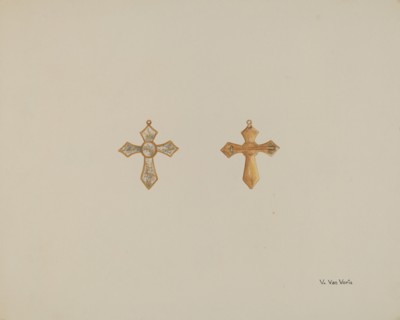 Cross-shaped Pin, c. 1937. Creator: Vera Van Voris.