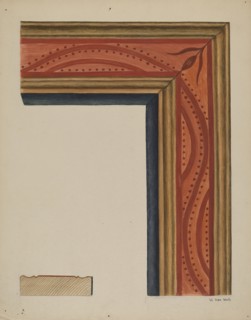 Hand-carved Picture Frame "River of Life" Motif, c. 1938. Creator: Vera Van Voris.