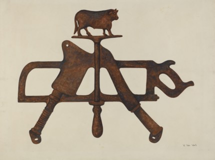 Butcher's Sign, c. 1938. Creator: Vera Van Voris.