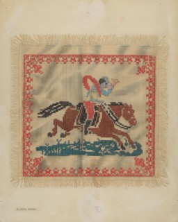 Cross-Stitch Antimacassar, c. 1937. Creator: Elmer Weise.