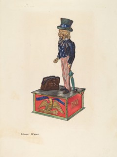Toy Bank: Uncle Sam, c. 1937. Creator: Elmer Weise.