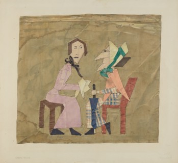 Patchwork Picture: "Gossips", c. 1938. Creator: Carmel Wilson.