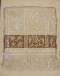 Linen Towel - Brown Border, c. 1937. Creator: Eva Wilson.