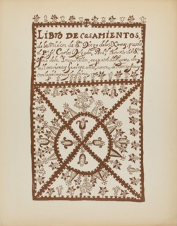 Plate 1: Jemez Book of Marriages: From Portfolio "Spanish Colonial Designs of New Mexico", 1935/1942 Creator: Unknown.