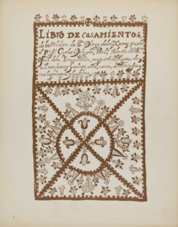 Plate 1: Jemez Book of Marriages: From Portfolio "Spanish Colonial Designs of New Mexico", 1935/1942 Creator: Unknown.