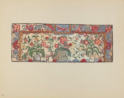 Plate 23: Painting on Buckskin: From Portfolio "Spanish Colonial Designs of New Mexico", 1935/1942. Creator: Unknown.