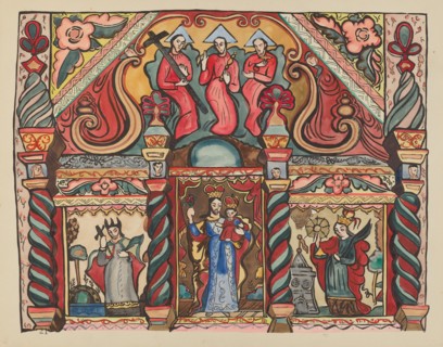 Plate 21: Main Altarpiece: From Portfolio "Spanish Colonial Designs of New Mexico", 1935/1942. Creator: Unknown.