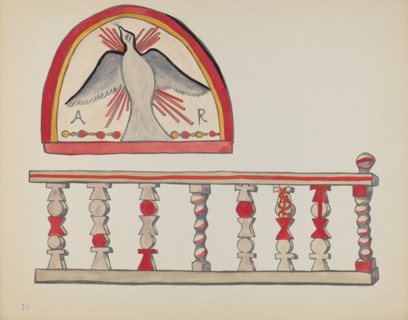 Plate 10: Holy Ghost Lunette & Altar Rail, Chimayo: From Portfolio "Spanish Colonial...", 1935/1942. Creator: Unknown.