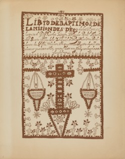 Plate 2: Jemez Book of Baptisms: From Portfolio "Spanish Colonial Designs of New Mexico", 1935/1942. Creator: Unknown.