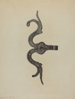 Pa. German Butt of Side Hinge, c. 1938. Creator: Mildred Ford.