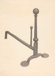 Andiron (one of pair), c. 1938. Creator: Gordon Sanborn.