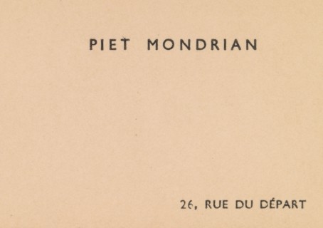 Piet Mondrian, calling card, ca. 1919-38. Creator: Anon.
